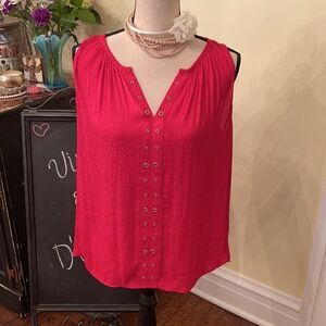 NWT Sz XL *JLO* Razzle Berry Polka Dot Satiny Airy Top